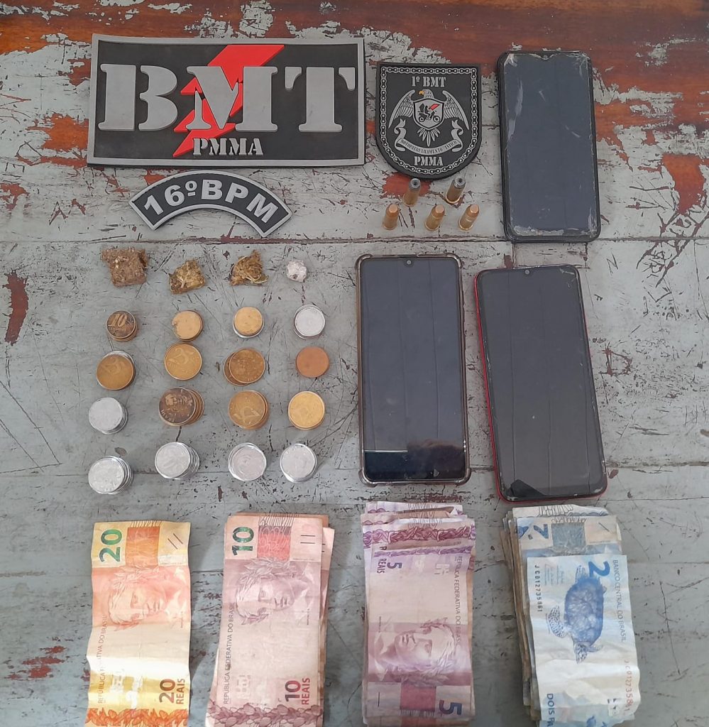 DURANTE OPERAÇÃO PAZ NA CIDADE DE SÃO BENEDITO DO RIO PRETO POLICIAIS DO 1ºBMT APREENDEM MUNIÇÕES, CELULARES E ENTORPECENTES