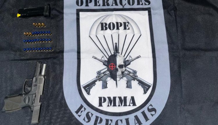 Policiais do BOPE apreendem arma de fogo e munições durante Operação Paz na cidade de Matões