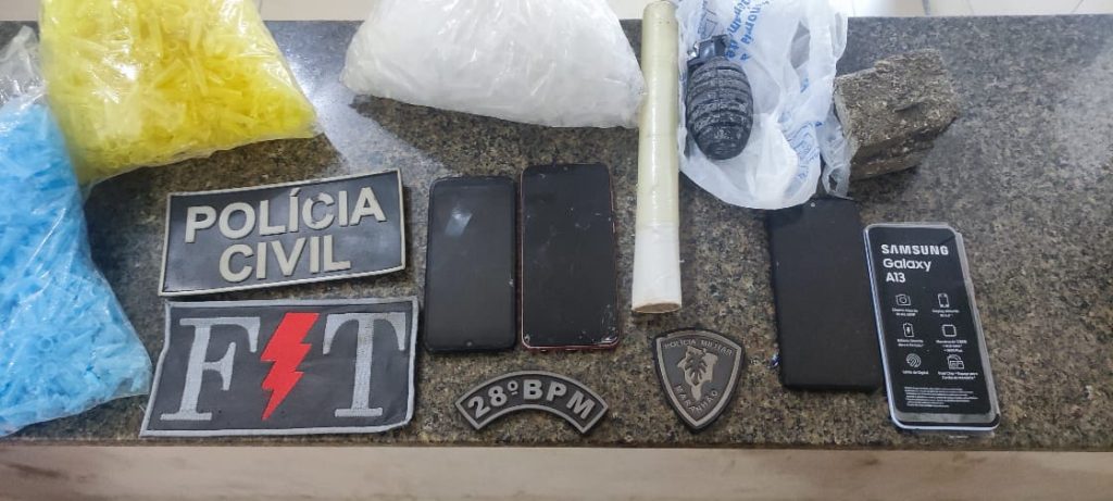 Ação conjunta das Polícias Militar e Civil prende dois homens por roubo a estabelecimento e apreendem uma granada na cidade de Vargem Grande