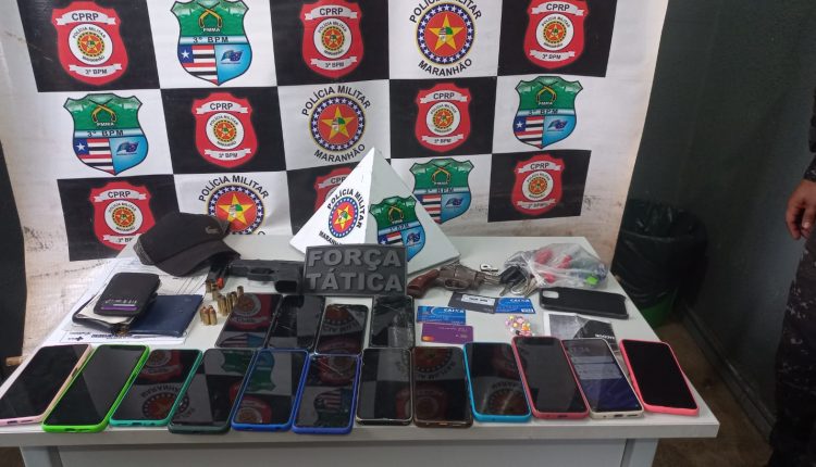 Em Imperatriz Polícia Militar prende assaltantes, apreende duas armas de fogo e recupera 16 celulares roubados