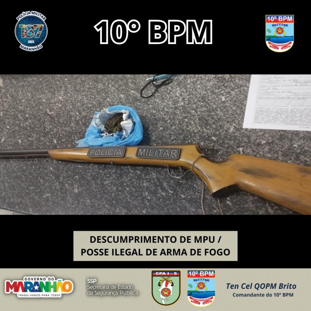 Patrulha Maria da Penha conduz homem suspeito de violência doméstica e apreende arma de fogo em Pinheiro