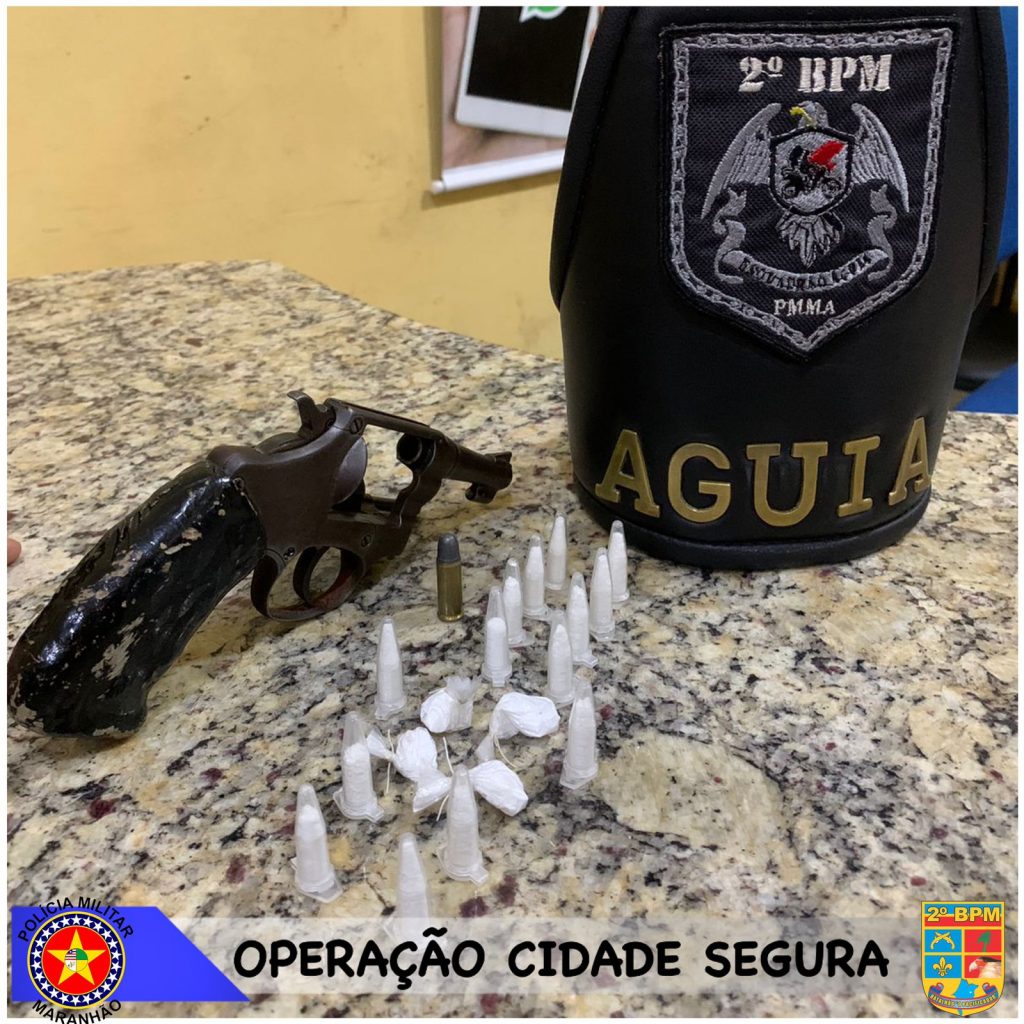 Esquadrão Águia do 2º BPM prende homem por porte ilegal de arma de fogo e tráfico de drogas em Caxias-MA