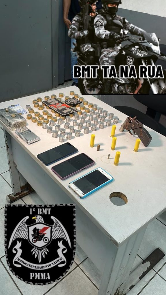 Polícia militar prende homem por porte ilegal de arma de fogo e tráfico de entorpecentes no Bairro do São Francisco, em São Luís