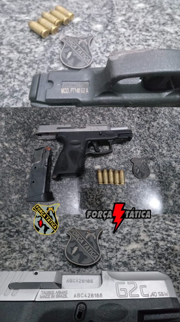 POLÍCIA MILITAR PRENDE DOIS INDIVÍDUOS POR ROUBO DE MOTOCICLETA E PORTE ILEGAL DE ARMA DE FOGO