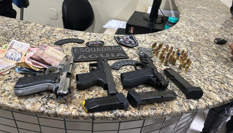 Polícia Militar impede extorsão mediante sequestro e prende quadrilha com três armas de fogo